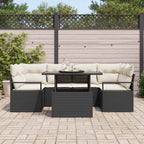 Conjunto de sofá de jardín 7 pcs Negro ratán sintético