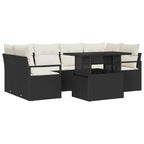 Conjunto de sofá de jardín 7 pcs Negro ratán sintético