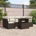 Conjunto de sofá de jardín 7 pcs Marrón ratán sintético