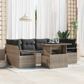 Conjunto de sofá de jardín 7 pcs Gris ratán sintético