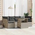 Conjunto de sofá de jardín 7 pcs Gris Claro ratán sintético