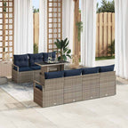 Conjunto de sofá de jardín 8 pcs Gris y azul marino