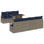 Conjunto de sofá de jardín 8 pcs Gris y azul marino