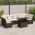 Conjunto de sofá de jardín 8 pcs Marrón y crema ratán sintético