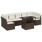 Conjunto de sofá de jardín 8 pcs Marrón y crema ratán sintético