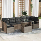 Conjunto de sofá de jardín con cojín 8 pcs Gris ratán sintético