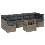 Conjunto de sofá de jardín con cojín 8 pcs Gris ratán sintético