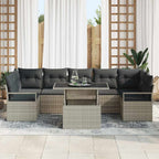 Conjunto de sofá de jardín 8 pcs Gris claro ratán sintético