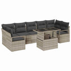 Conjunto de sofá de jardín 8 pcs Gris claro ratán sintético