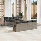Conjunto de sofá de jardín con cojín 7 pcs Gris ratán sintético