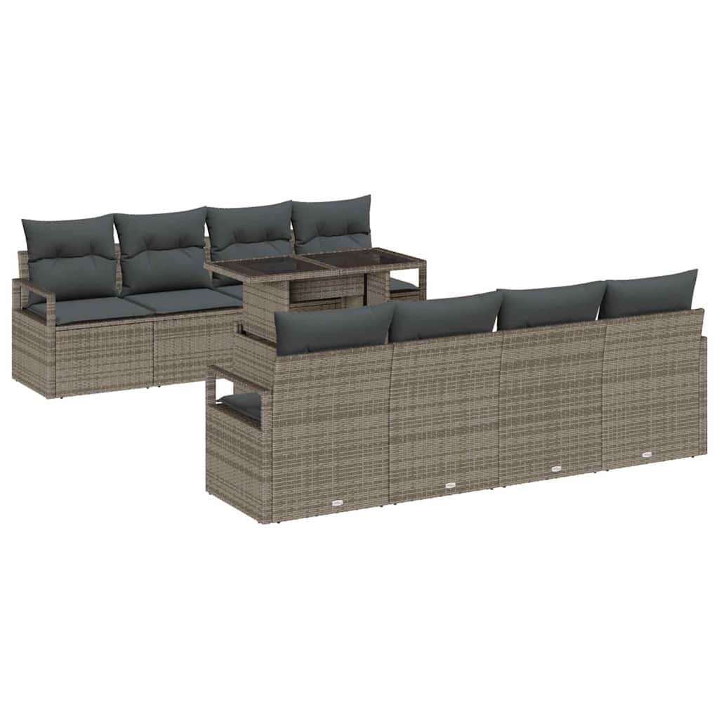 Conjunto de sofá de jardín con cojín 7 pcs Gris ratán sintético