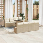 Conjunto de sofá de jardín 7 pcs Beige y Crema ratán sintético