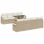 Conjunto de sofá de jardín 7 pcs Beige y Crema ratán sintético