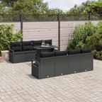 Conjunto de sofá de jardín 9 pcs Negro ratán sintético