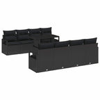 Conjunto de sofá de jardín 9 pcs Negro ratán sintético