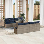 Conjunto de sofá de jardín con cojín 7 pcs Gris y azul marino