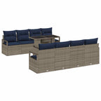Conjunto de sofá de jardín con cojín 7 pcs Gris y azul marino
