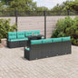 7-piece Garden Sofa Set Black and Blue poly rattan