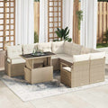 Conjunto de sofá de jardín 9 pcs Beige y Crema ratán sintético