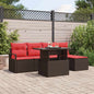 Conjunto de sofá de jardim 6 pcs Castanho e Vermelho vime sintético