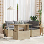 Conjunto de sofá de jardín con cojín 5 pcs beige y gris claro