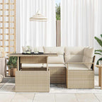 Conjunto de sofá de jardín 5 pcs beige y crema ratán sintético