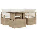 Conjunto de sofá de jardín 5 pcs beige y crema ratán sintético