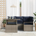 Conjunto de sofá de jardín con cojín 5 pcs Gris y azul marino