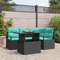 Conjunto de sofá de jardim 5 pcs Preto e azul vime sintético