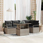 Conjunto de sofás de jardim com almofadões 6 pcs Cinzento vime sintético