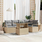 Conjunto de sofá de jardín con cojín 6 pcs Beige y Gris Claro