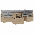 Conjunto de sofá de jardín con cojín 6 pcs Beige y Gris Claro