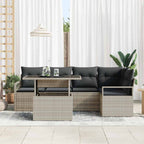 Conjunto de sofá de jardín 6 pcs Gris Claro ratán sintético