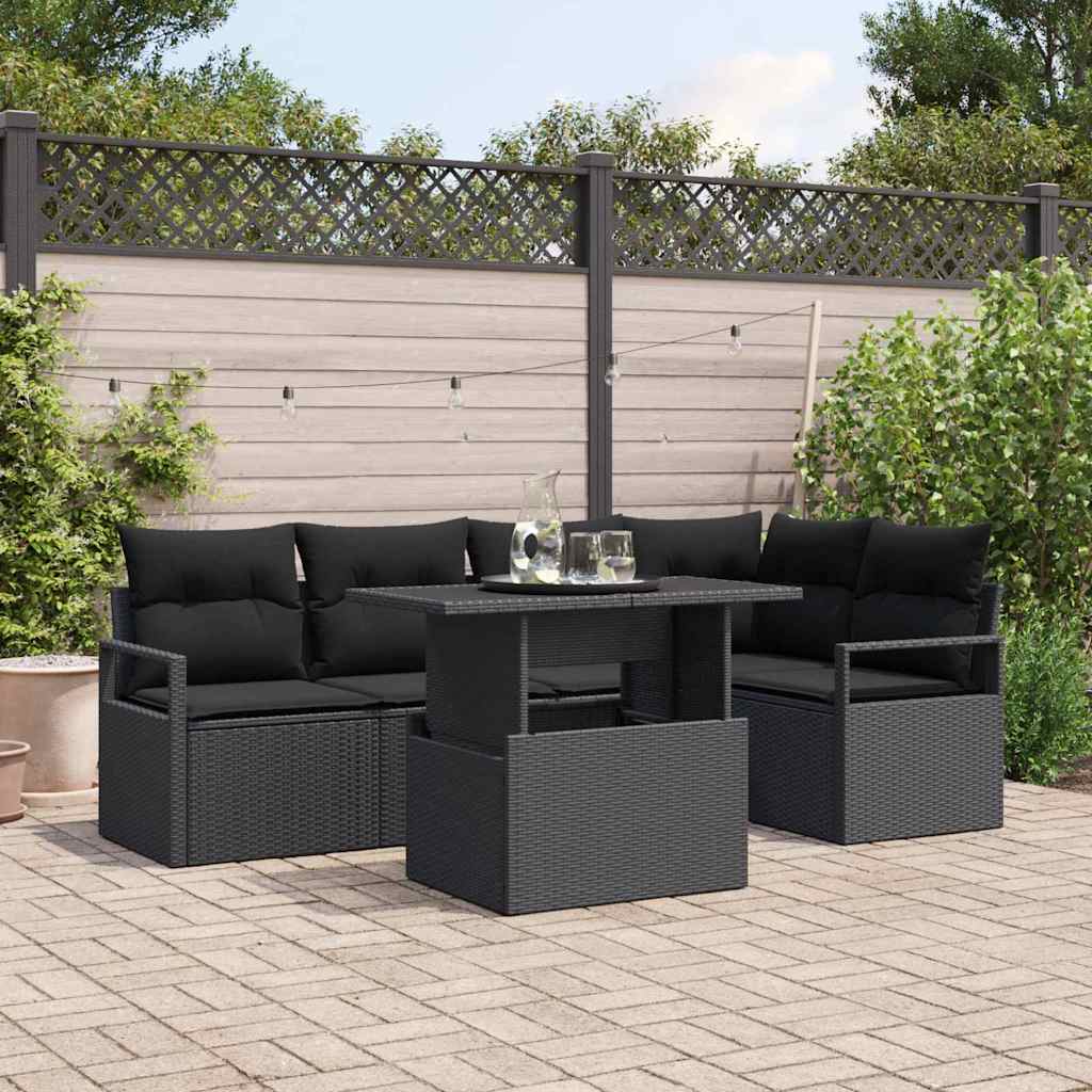 Conjunto de sofá de jardín 6 pcs Gris Claro ratán sintético