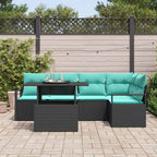 Conjunto de sofá de jardín 6 pcs Negro y azul ratán sintético