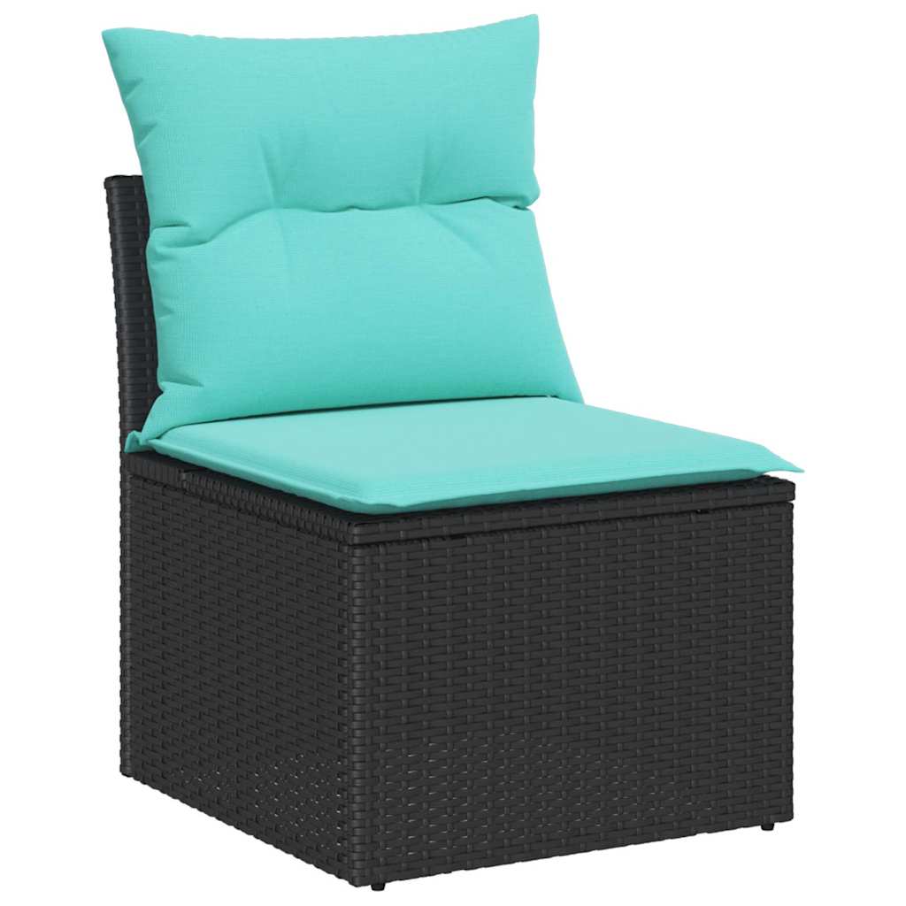 Conjunto de sofá de jardín 6 pcs Negro y azul ratán sintético
