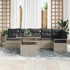 Conjunto de sofá de jardín 7 pcs Gris Claro ratán sintético