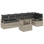 Conjunto de sofá de jardín 7 pcs Gris Claro ratán sintético