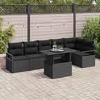 Conjunto de sofá de jardín 7 pcs Negro ratán sintético