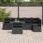 Conjunto de sofá de jardín 7 pcs Negro ratán sintético