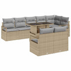 Conjunto de sofá de jardín con cojín 9 pcs beige y gris claro