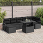 Conjunto de Sofá de Jardim 8 Peças Vime Sintético Preto