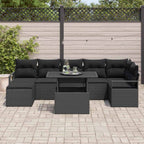Conjunto de sofá de jardín 8 pcs Negro ratán sintético