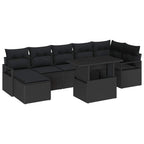 Conjunto de sofá de jardín 8 pcs Negro ratán sintético