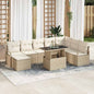 Conjunto de sofá de jardim com almofadas 9 peças bege e creme