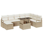 Conjunto de sofá de jardín con cojín 9 pcs beige y crema