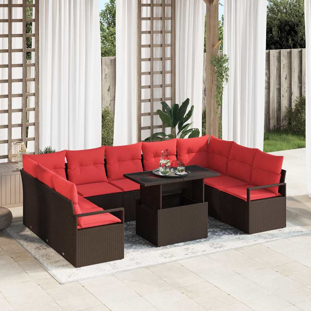 Conjunto de sofá de jardín 10 pcs Gris y azul marino Poliratán