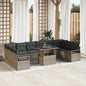 11-piece garden sofa set beige and cream synthetic rattan