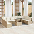 Conjunto de sofá de jardín 11 pcs beige y crema ratán sintético