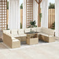 11-piece garden sofa set beige and cream synthetic rattan